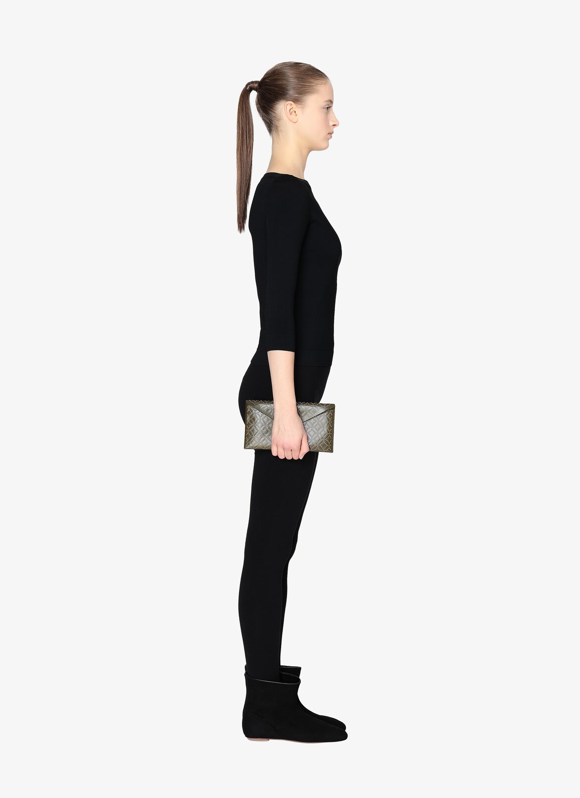 POCKET CUIR LUX CLOU ARABESQUE KAKI ALAÏA KHAKI  POCKET CUIR LUX CLOU ARABESQUE KAKI
